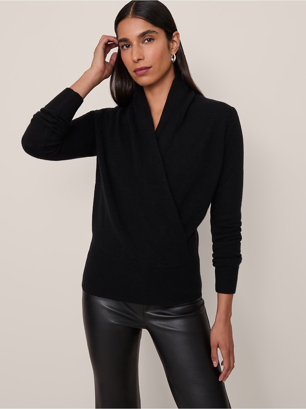 Ann Taylor 100% Cashmere Shawl Collar Sweater